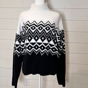Nine West Black and White Mock Turtleneck Sweater Size M